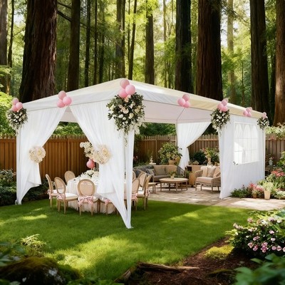 10'x20' Party Tent Waterproof Outdoor Event Canopy White Gazebo with 6 Sidewalls