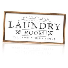 Rectangle Laundry Sign for Home Decor, Large Farmhouse 24x12 inch Torched Brown