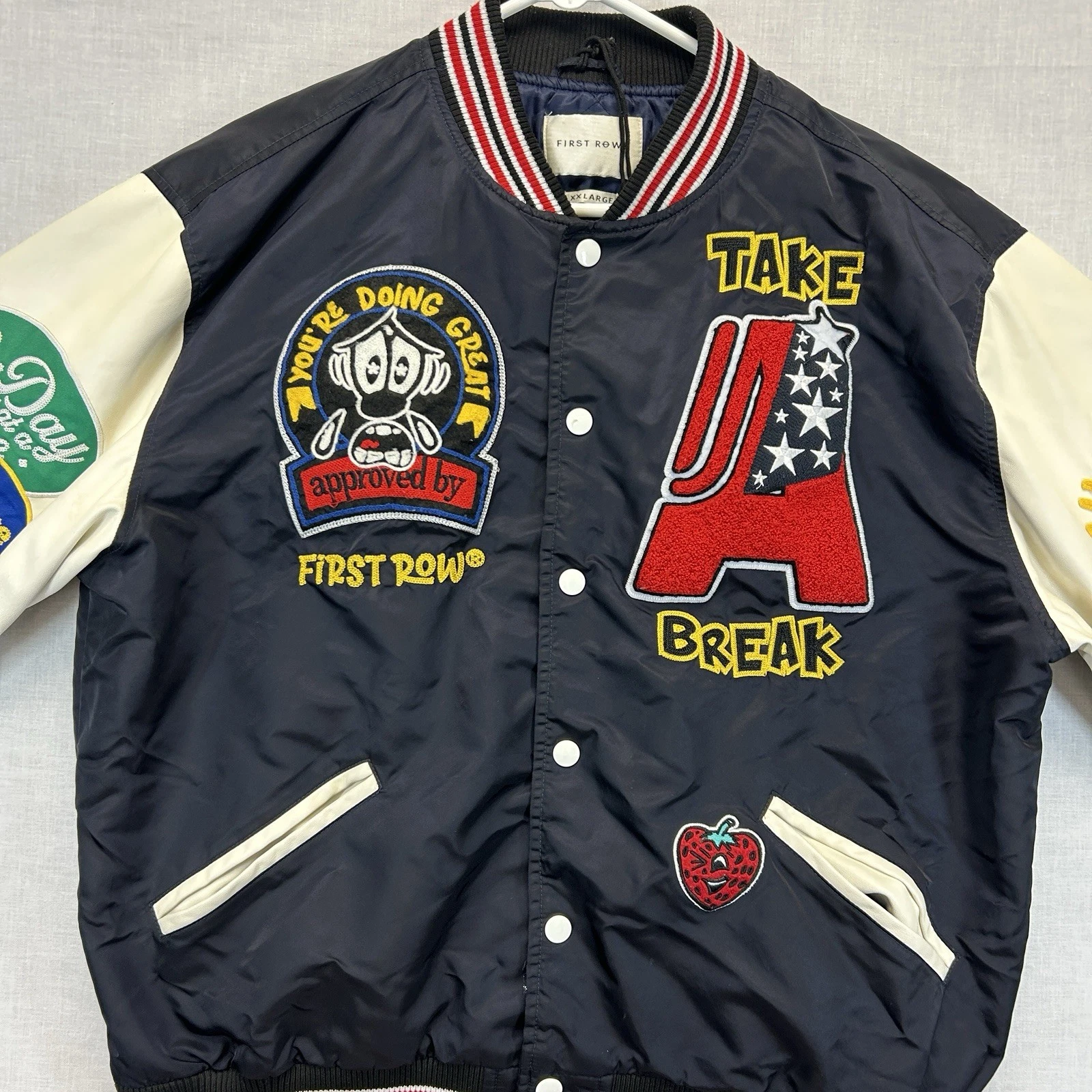 First Row Varsity Jacket Mens XXL You're Doing Great Graphic Letterman Bomber - product detail image 2