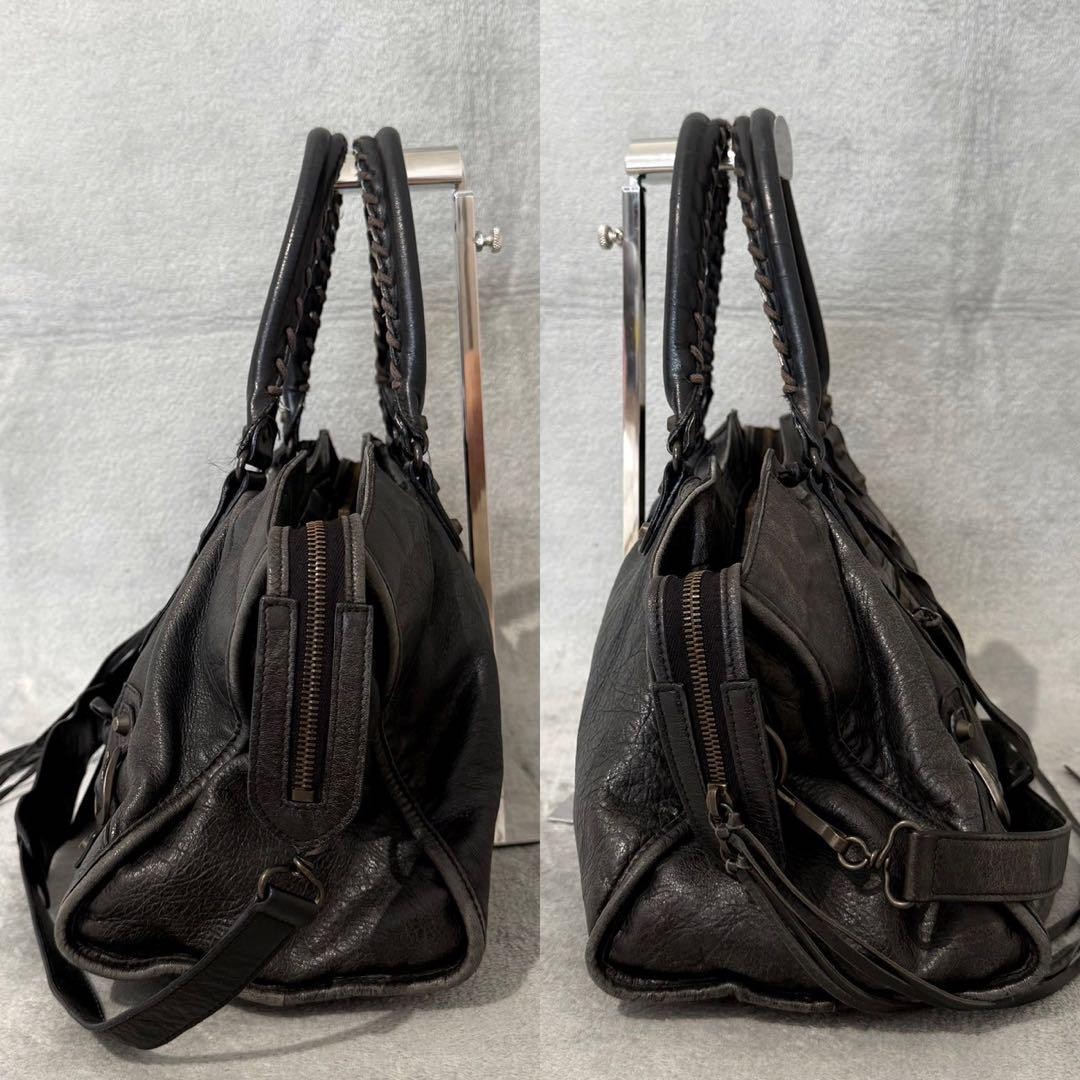 BALENCIAGA Classic Part Time 2way Leather Bag Black Mirror 168028