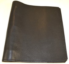 Black Leather 1" 3 Ring Notebook With 2 Pockets Handmade