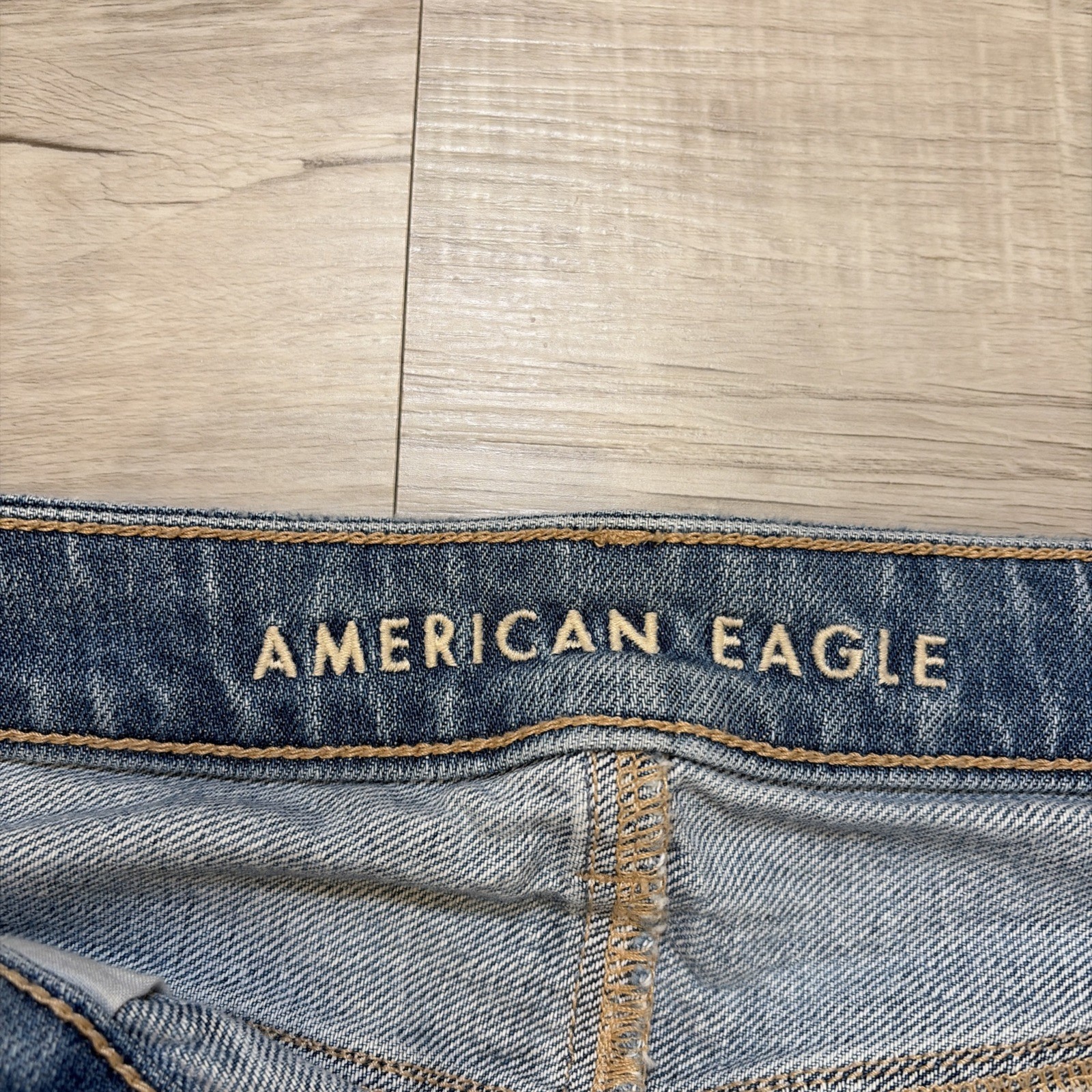 EUC American Eagle PATCHWORK Mom Straight JEANS S… - image 10