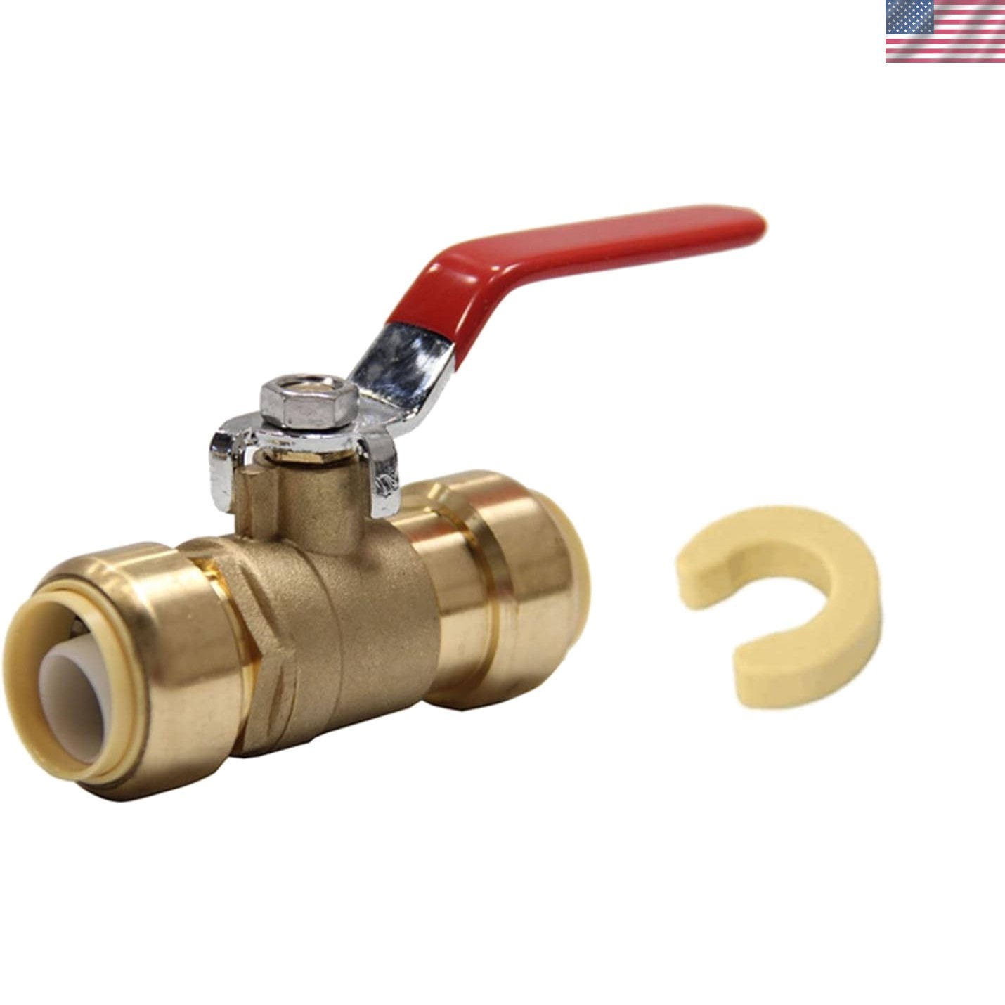 1/2 Inch Push-Fit Ball Valve - Lead-Free Copper for Quick Install & Leak-Free