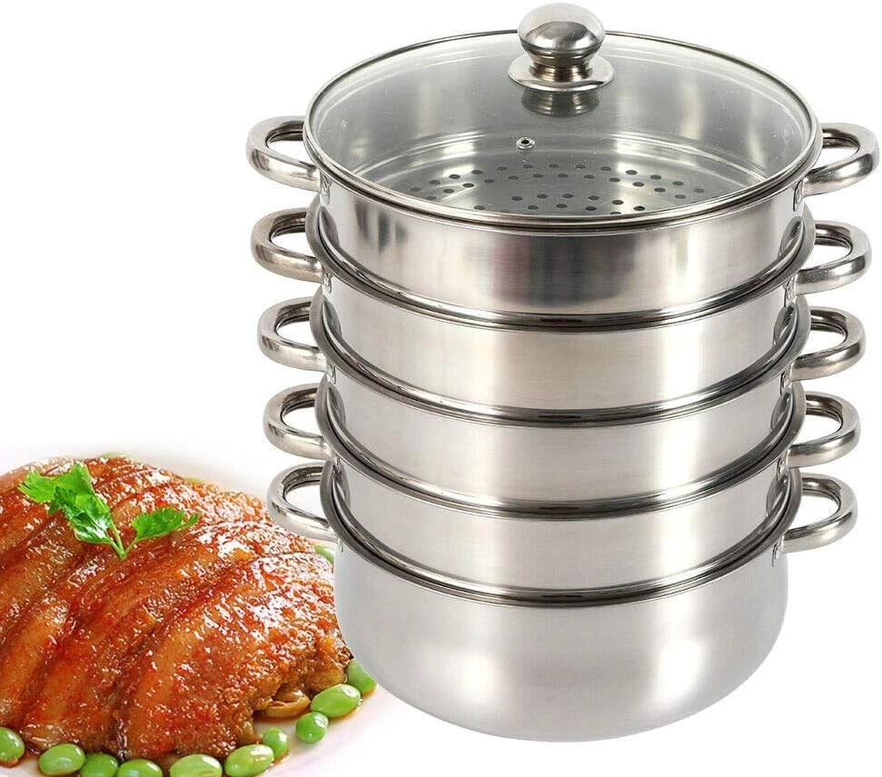 30cm Stainless Steel Steamer Steam Cooker Pot Food Steaming w/ Glass Lid 5 Tier
Opens in a new windo