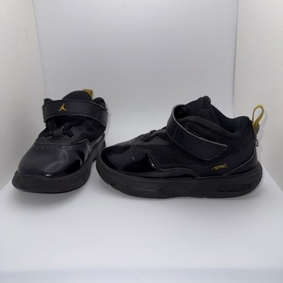 Nike Air Jordan Toddler Boy Sneakers Size 8c Black Gold Flight