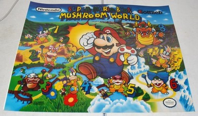 Super Mario Bros Mushroom World Pinball Translite Gottlieb New Backglass Part