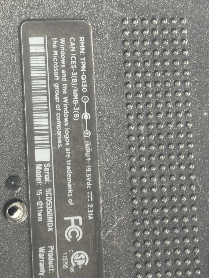 Portátil HP SOLO PIEZAS ASIS sin HD, sin RAM, sin cable  Foto 2 de 4