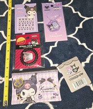 Kuromi My Melody Hello Kitty Zipper Bag, Hair Tie, Stickers, Keyholder Lot 4