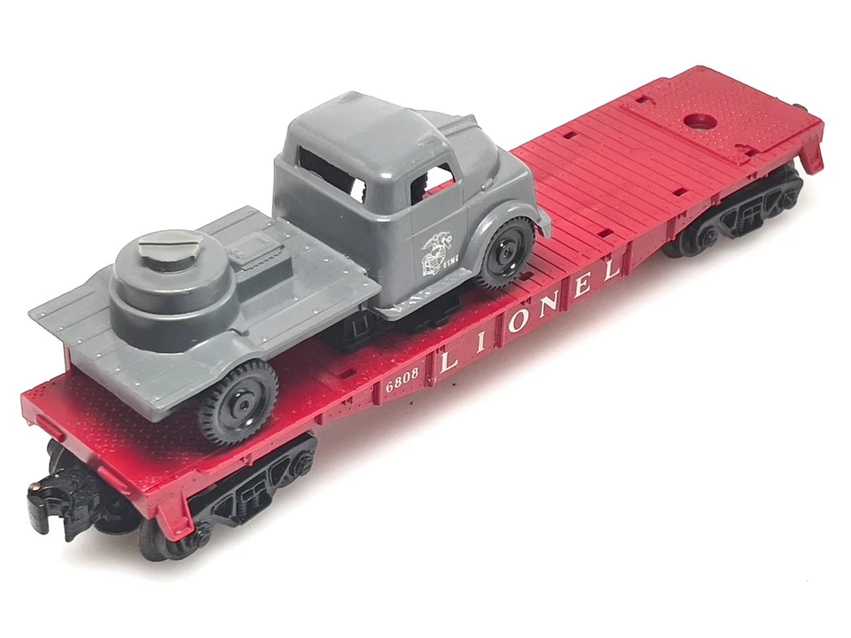 LIONEL O Gauge #6808 Vehicle Transport Flat Car w/ One USMC Military Vehicle - Image 4 of 4