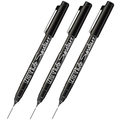 Zig Kuretake 0.7mm Photo Signature Marker pen 3 pcs set, Black, for Black