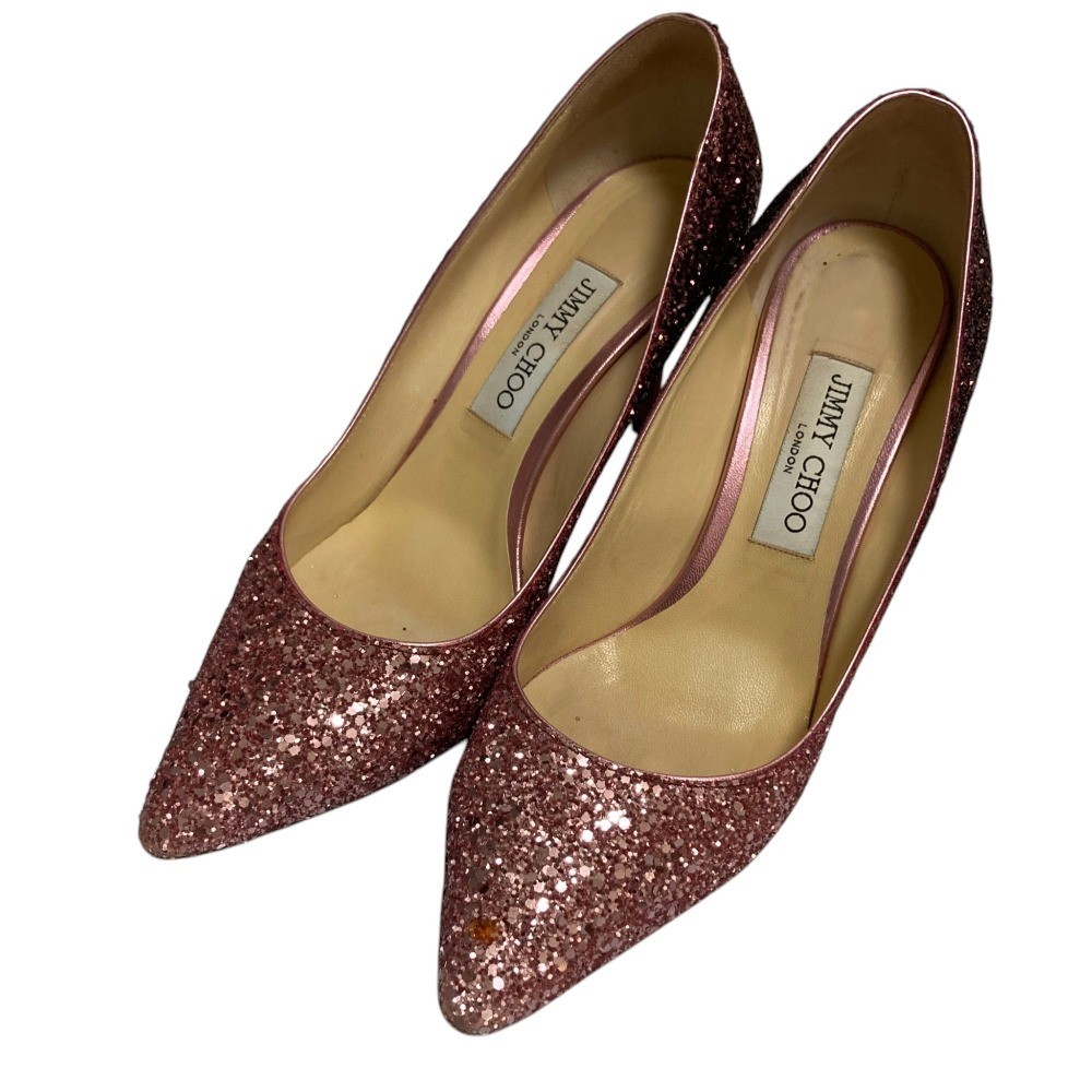 JIMMY CHOO ROMY Pumps Heel Pointed Toe Sandal Size EU39 US9 Pink Glitter