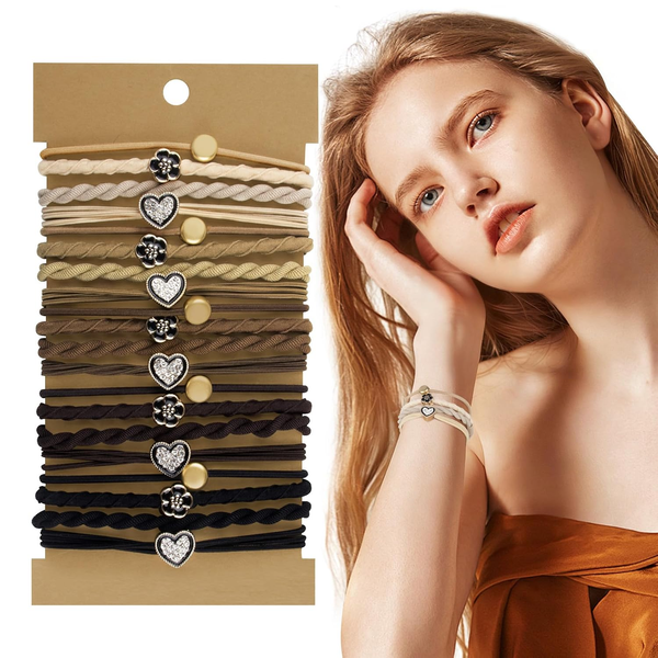 20 StüCk Haargummis Damen, Boho Zopfgummi HaarbäNder, Elastische Niedliche DüNne-image
