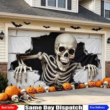 7x16FT Halloween Garage Door Cover Spooky Outdoor Banner Party Photo Backdrop