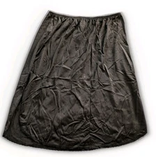 VTG Vassarette Women's SZ Large Black Nylon Half Slip Lace Trim Side Slit