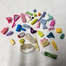 Bundle Of Barbie And Other Fashion Doll Accessories Makeup Curlers Perfume GH1