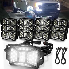 12 Pods Pure White Rock Lights with 2 Pack Connectors Extension Wires,Waterproof