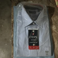 Chaps Non-Iron Dress Shirt Blue Mist Solid Regular Fit XL 17-17 1/2 34/35