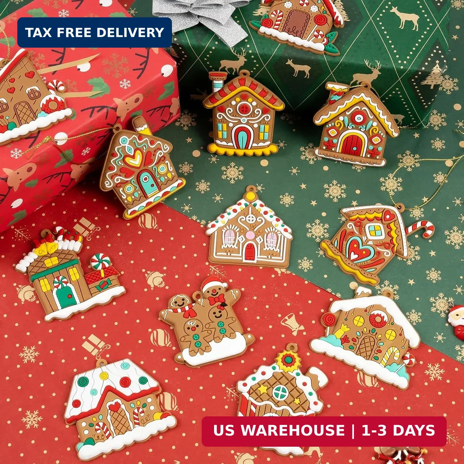 Gingerbread House Ornaments Christmas Tree Decoration - 12pcs ...