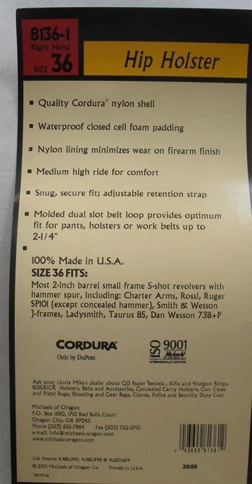 Uncle Mikes 8136-1 Sidekick Black Right Hand Hip Holster - Image 2 of 2