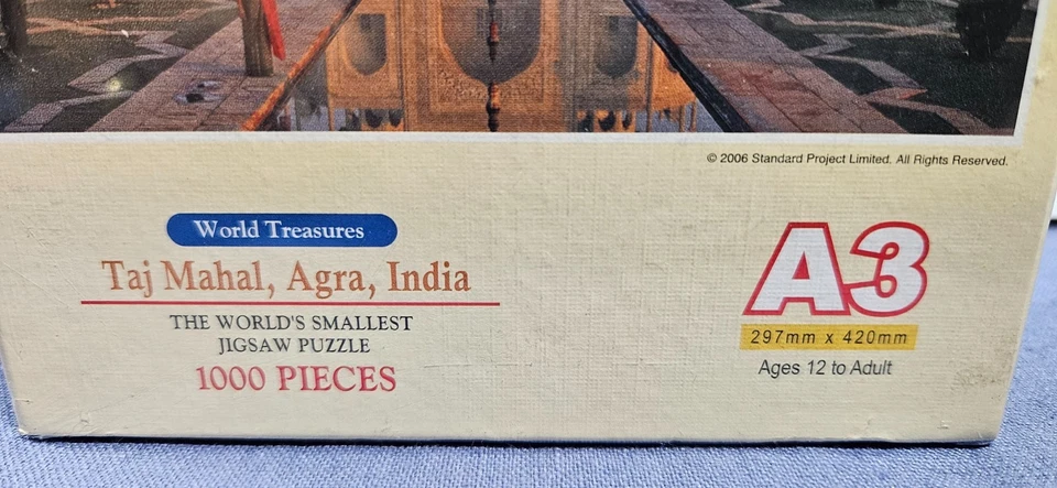 World's Smallest Jigsaw Puzzle, 1000 Pieces A3, Taj Mahal Agra India 12" x 16.5" - Image 2 of 4