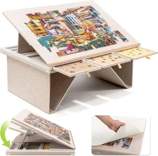 Felt Jigsaw Puzzle Table with 3-Tilting-Angle, Puzzle Board for Adults with Fold