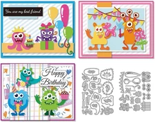 Monster Birthday Cutting Dies Card Making Die Stencil Metal Card Die Cuts Scrapb