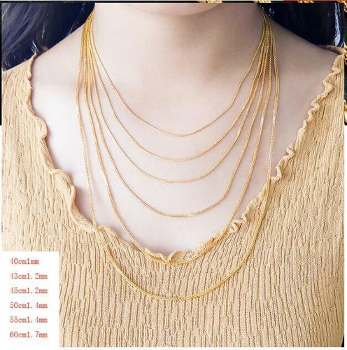 Pure 999 24K Yellow Gold Necklace For Women 1.5mm Thin Curb Link Chain 20inchL - Bild 8 von 8