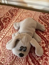 Tonka Pound Puppies 8" Long Plush Gray Dog Stuffed Animal Vintage Puppy 1985