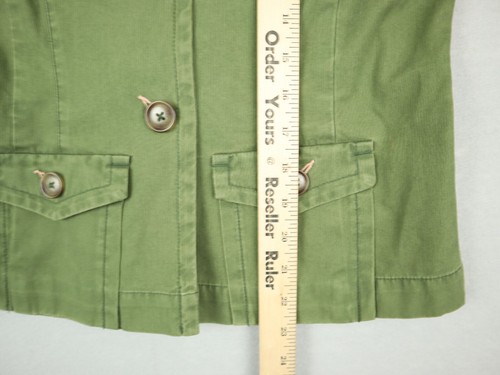 Elevenses Jacket Women 2 Green Solid Button Up Anthro Blazer Pockets Collar - Picture 5 of 8