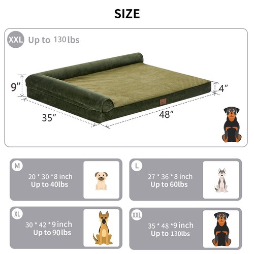 Hundebetten Orthopädische Schaumstoff Katzenmatte Haustiersofa mit abnehmbarem Bezug & L-Form Nackenrolle - Bild 22 von 24