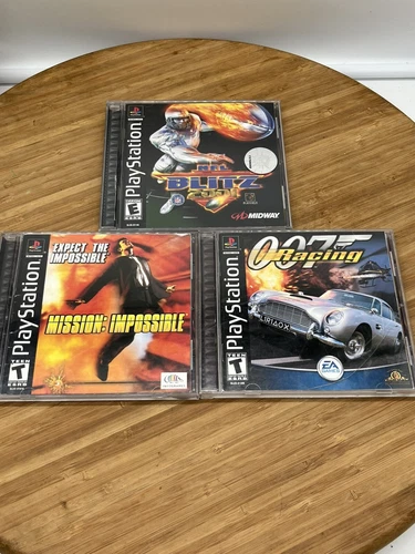 PS1 Games Lot 3 007, Mission impossible & NFL Blitz Bundle PlayStation 1 Tested