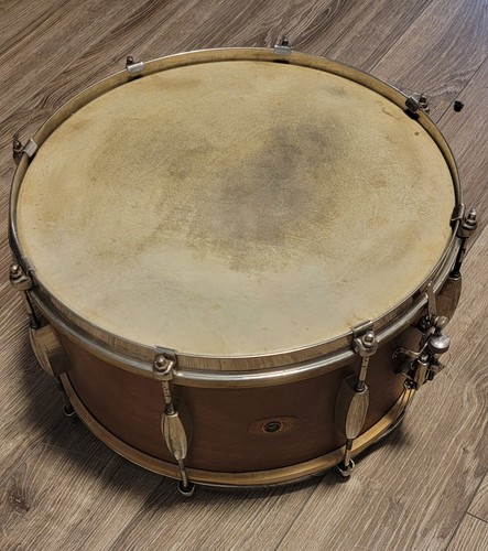 Vintage 14x7 SLINGERLAND Radio King oval badge snare drum calf skins 1950-1953