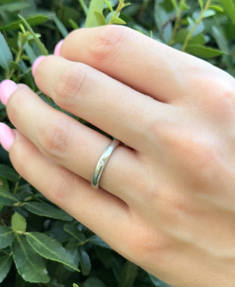 Anillo de boda Tiffany & Co. Elsa Peretti platino diamante talla 6 2,7 mm RG4223 Foto 2 de 4