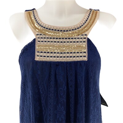 City Triangles Lace Embellished Dress Medium Navy Blue Sequins | eBay