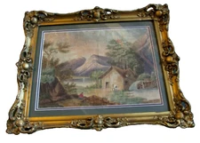 Early American Naive Landscape Painting Mid 1800's_Schrewsbury Museum Collection