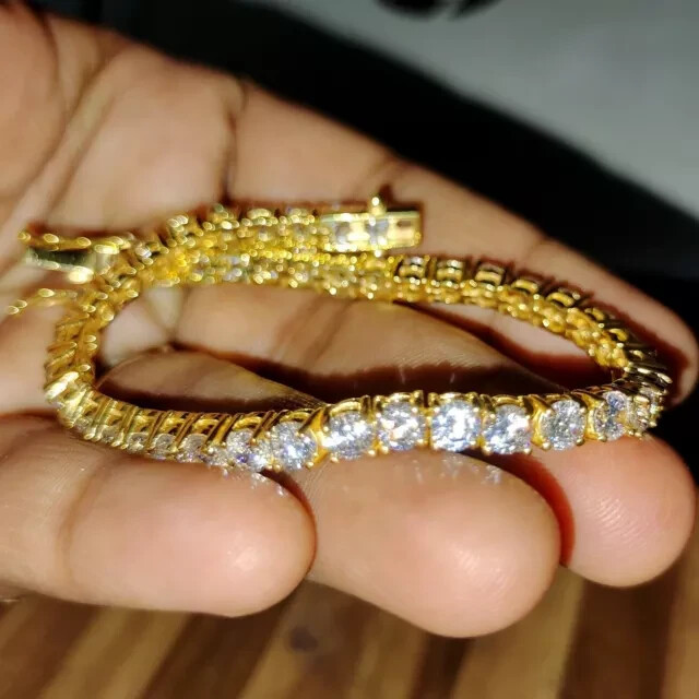 Lab-Created 8.50CT Round Cut Diamond 14K Yellow Gold Plated Tennis Bracelet 7.5