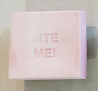 Ceramic Glazed POTTY MOUTH Magnet w/Funny Sayings BITE ME! 1.25'' X 1.25''