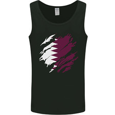 Torn Qatar Flag Qatari Day Football Mens Vest Tank Top