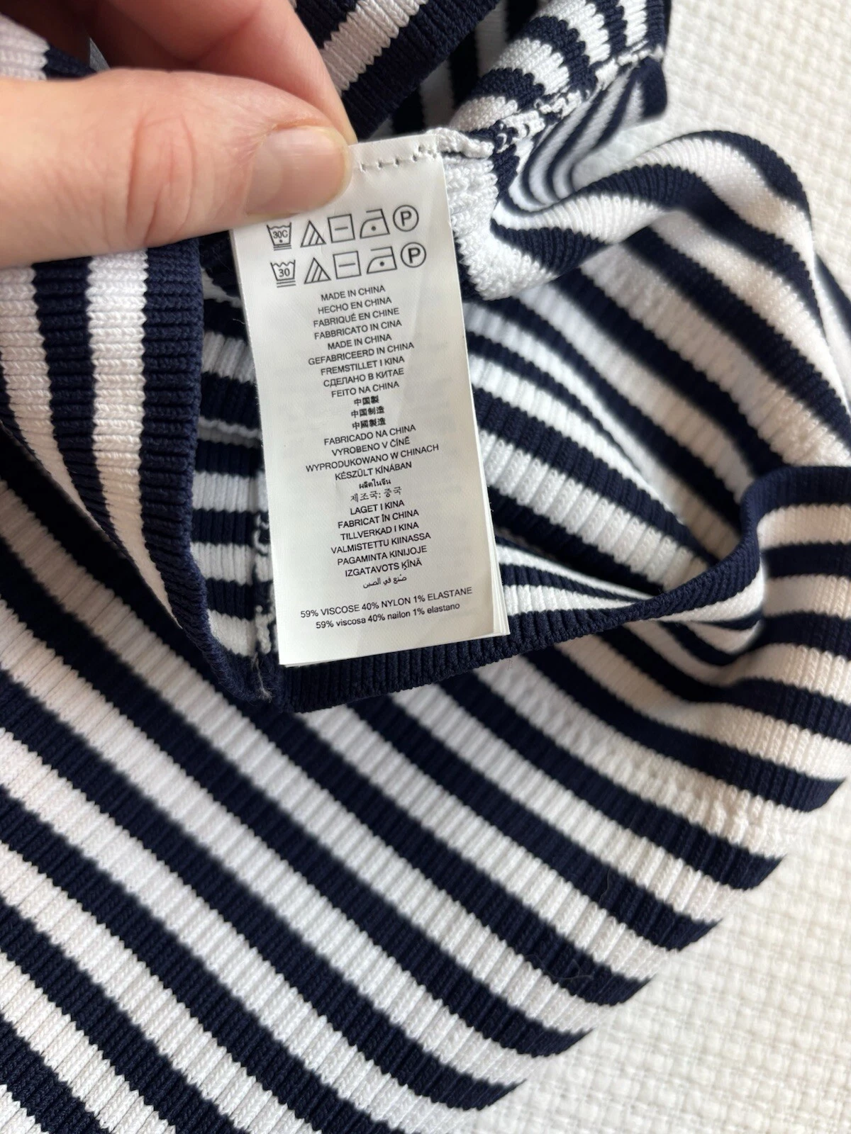 Abito midi Michael Kors piccolo nautico finto collo blu navy bianco vacanze costiere