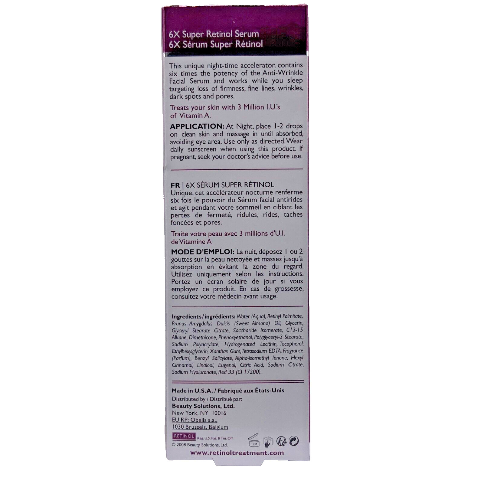 2pc Retinol 6X Super Retinol Serum Night Treatment Aging Signs/Wrinkle