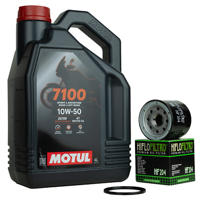 Ölwechsel Motul 7100 10W50 + Ölfilter HF204 für Honda Kawasaki Yamaha Suzuki Öl