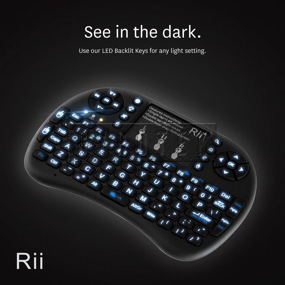 NEW Rii i8+ 2.4GHz Mini Wireless Backlit Keyboard w/ Mouse PC Smart TV  - Image 2 of 4