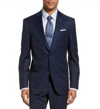 TED BAKER LONDON 158233 Men's Jay Trim Fit Plaid Wool Jacket Blue Sz. 36