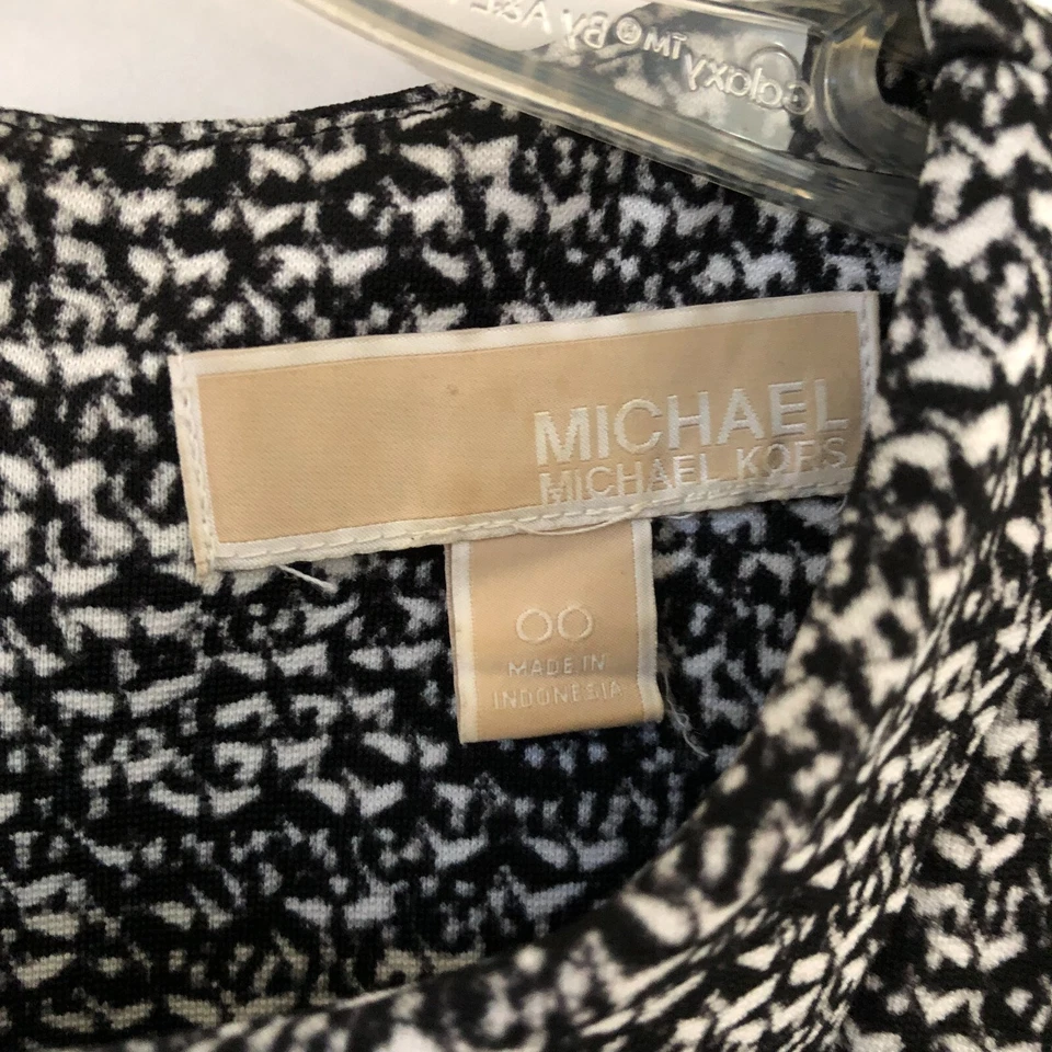Michael Kors Women Herringbone-Print Ponte Dress Size 00 Black Gray Short Sleeve — 第 4/4 张图片