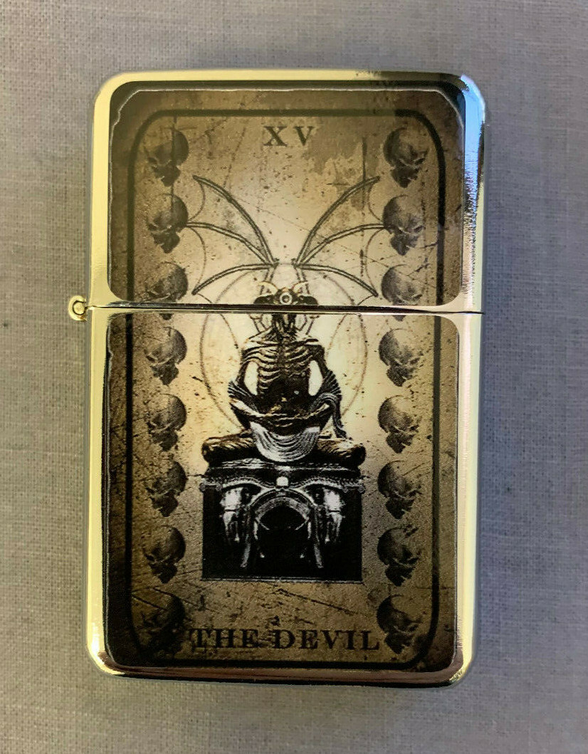 the devil's cigarette lighter Tarot Card XV The Devil D1 Flip Top Oil Lighter Windproof