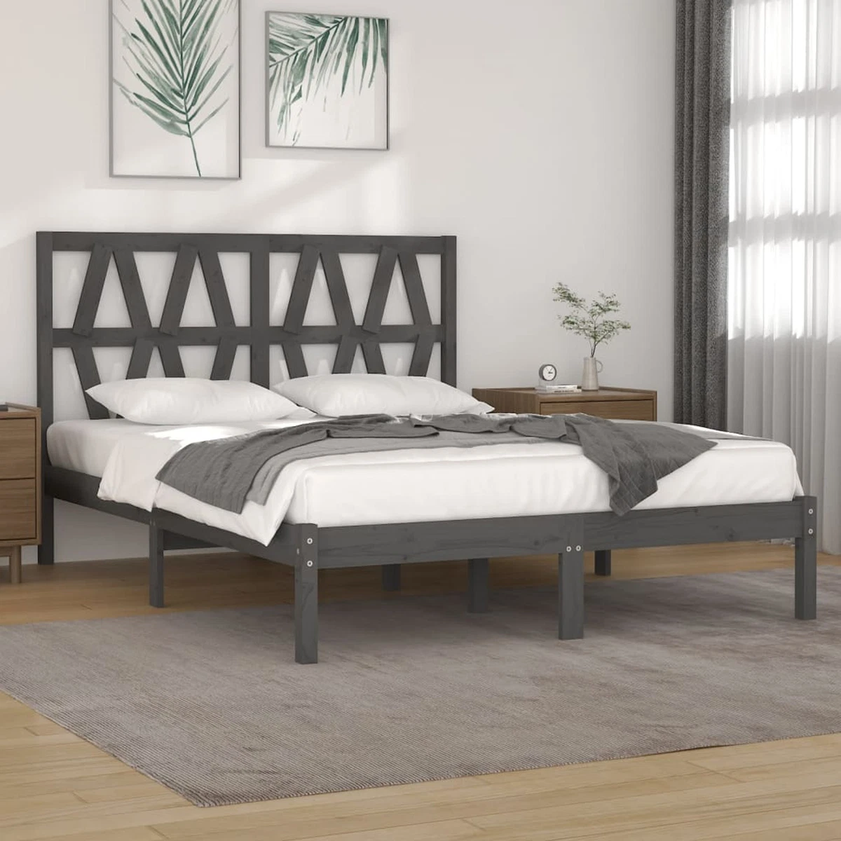 Grey pine outlet bed frame
