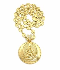HIP HOP GOLD PLATED 2 PAC EUPHANASIA PENDANT 10mm 30" MARINA CHAIN NECKLACE