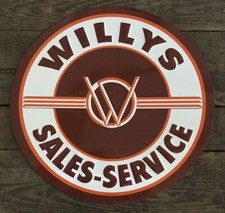 Willys Sales Service 24 Diameter Circular Embossed Metal Sign Willys Sales Service 24 Diameter Circular Embossed Metal Sign