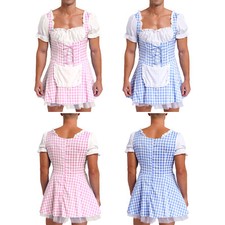 Men's French Maid Uniform Outfits Set Satin Lace Waiter Fancy Dress Costume