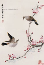 Chinese 100% real natural silk thread,su hand embroidery kits:birds plum flower 